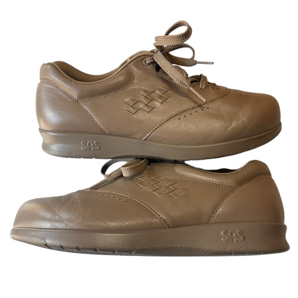 SAS Free Time, Womens Size 8 Extra Wide, Beige Leather Lace Up Walking Shoes - Picture 2 of 9
